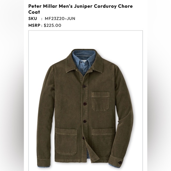 Peter Millar Men's Juniper Corduroy Chore Coat $225 - Picture 2 of 9